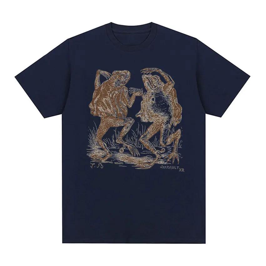 Men's fun dancing toad pattern printed 00% pure cotton short-sleeved T-shirt retro street clothing