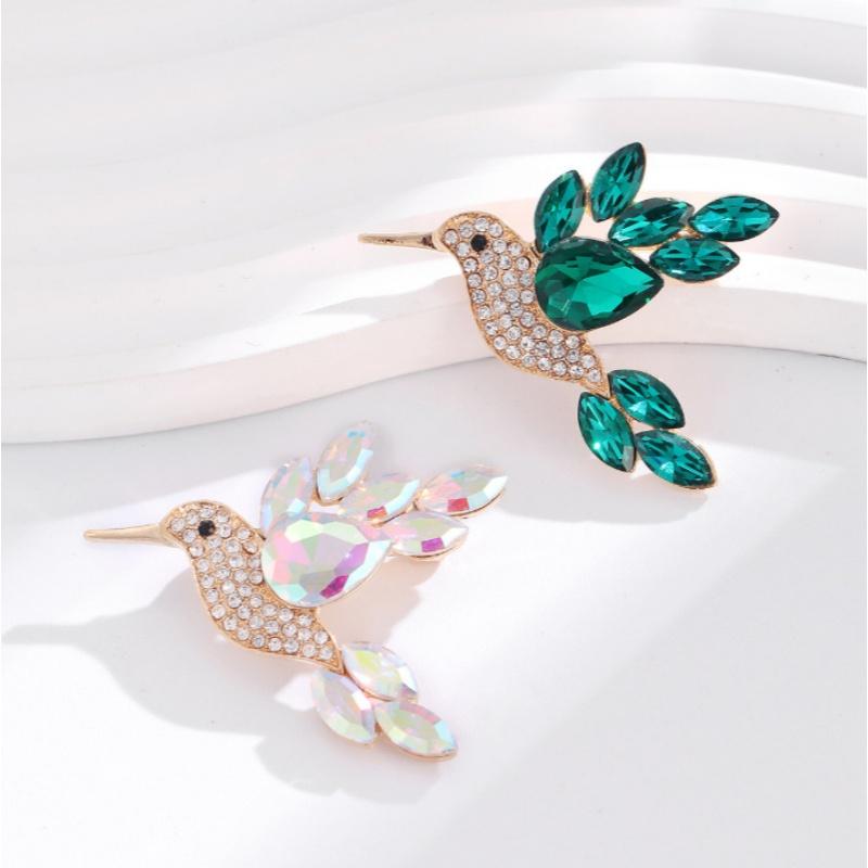 New Shiny Rhinestone Crystal Parrot Bird Brooch Vintage Animal Badge Lapel Pin Suit Coat Dress Party Jewelry Accessories Gifts
