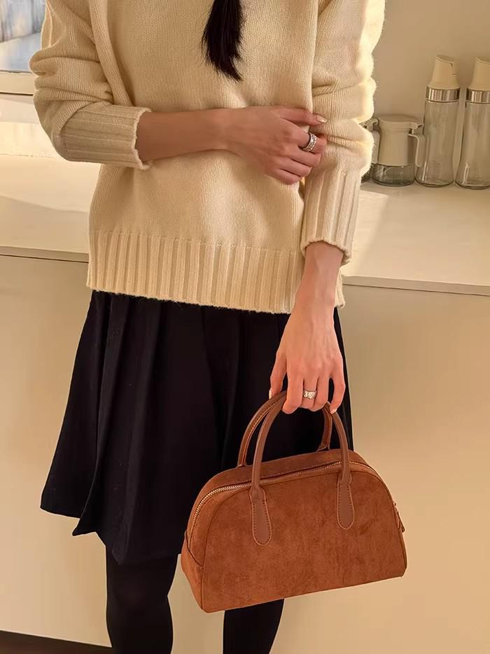 2025 Korean Style Suede Autumn Handbag: High-End, Versatile Niche Boston Bag for Women