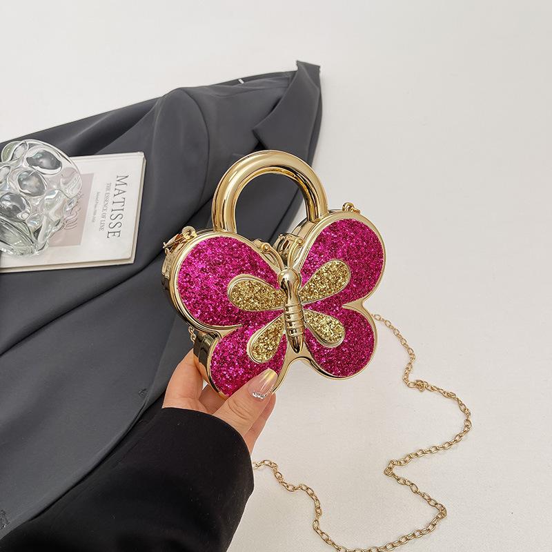 Fashionable Butterfly-shaped Diamond-encrusted Ladies' Trendy Chain Shoulder Bag