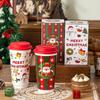 580ml Christmas Ceramic Mug Coffee Cup With Silicone Lid & Gift Box Latte Mug Here Comes Santa Claus Gifts Water Milk Juice Cup