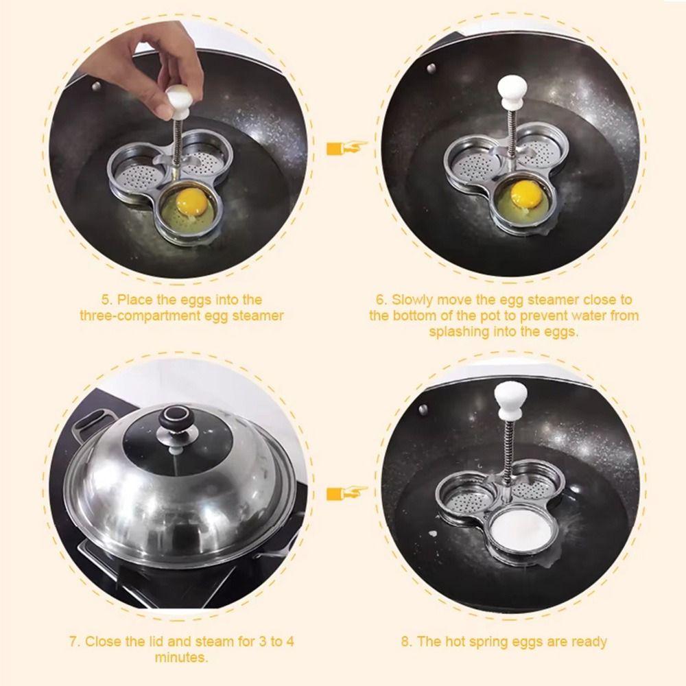 Non-Stick Egg Poaching Pan 3 Grids Eggs Cooker Food Grade Poached Egg Maker  Steaming
