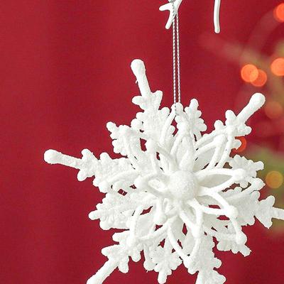 6 vnt. Aukštos kokybės Pretty Fashion Snowflake pakabukas Kalėdų eglutei blizgantis kabantis vakarėlis