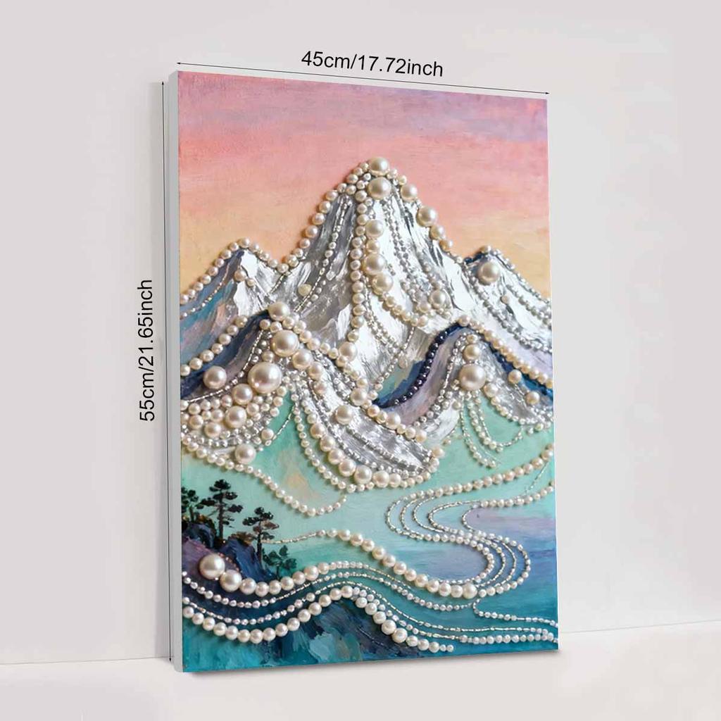 Crystal Pearl Painting 5D DIY Frame Decoration Painting Mountains Home Wall Decoration Transparent Pearl Gemstone Painting Picture Art Crafts