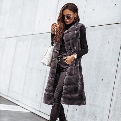 2024 European & American Women's Autumn/Winter Round Neck Fur Vest Coat