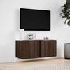 Vidaxl Ścienna Szafka Tv Z Led, Brązowy Dąb, 80X31X35 Cm