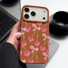 Custodia con Motivo di Frutti di Ciliegia Cristallini e Fiocchi per iPhone 17 Pro Max Copertura Morbida in Silicone con Texture in Pelle per iPhone 16 15 14 13 Pro 12 11 16E Air