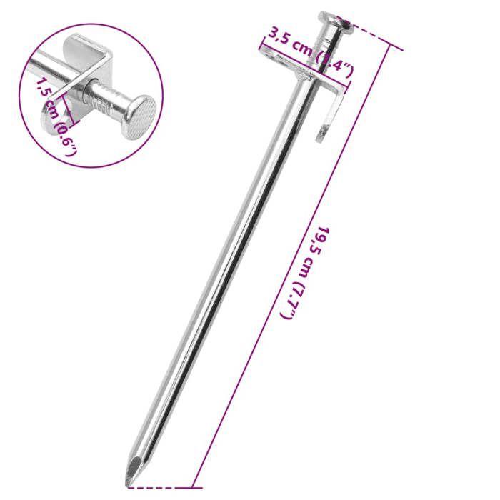 VidaXL Piquets de tente 24 pcs 19,5 cm 8 mm acier galvanisé, piquet de sol, piquet de tente en métal, piquet de tente en 4009358