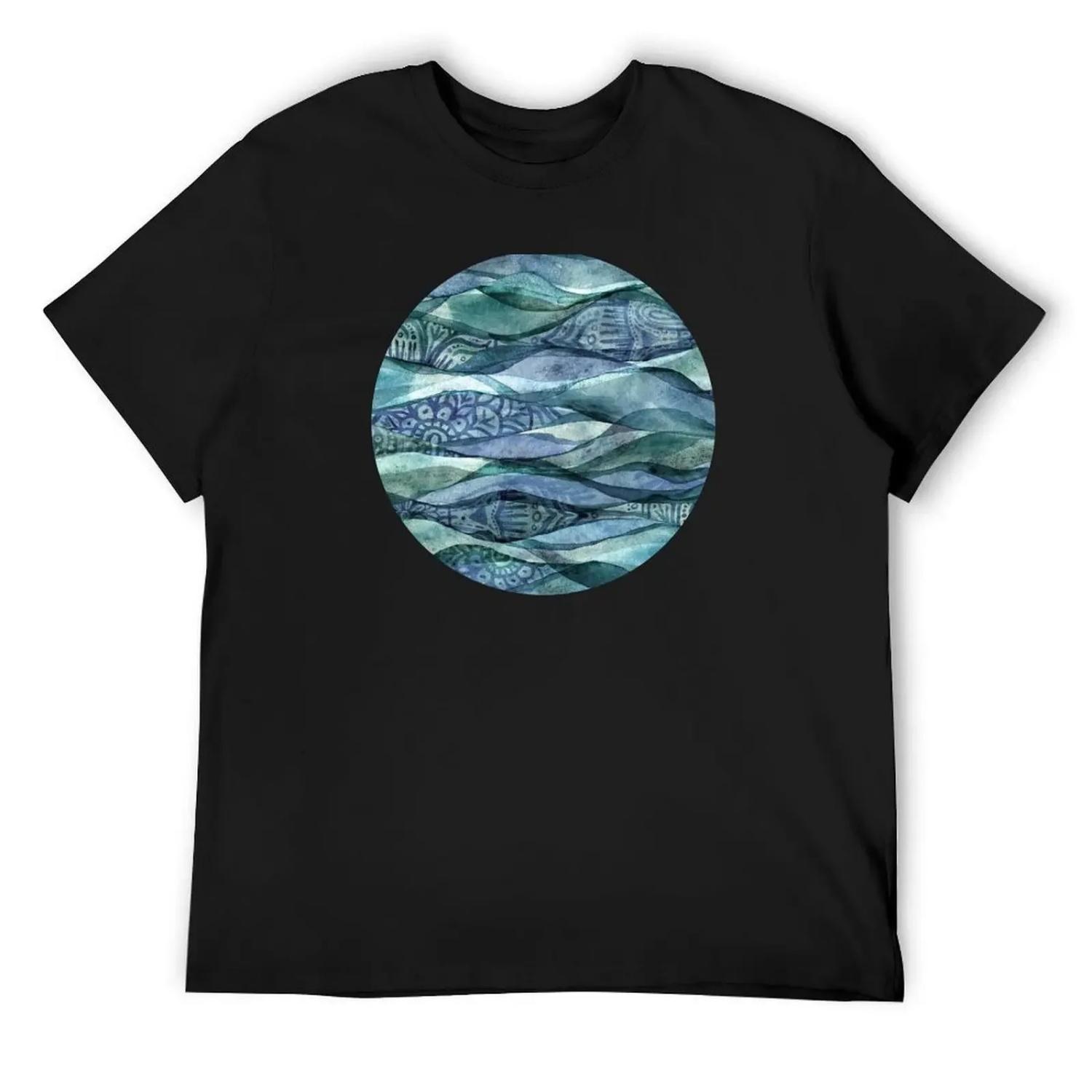 

Boho Ocean at Dawn Watercolor Abstract T-Shirt Blouse Anime t-shirt boys animal print cotton t shirt men XXXXXL чёрный