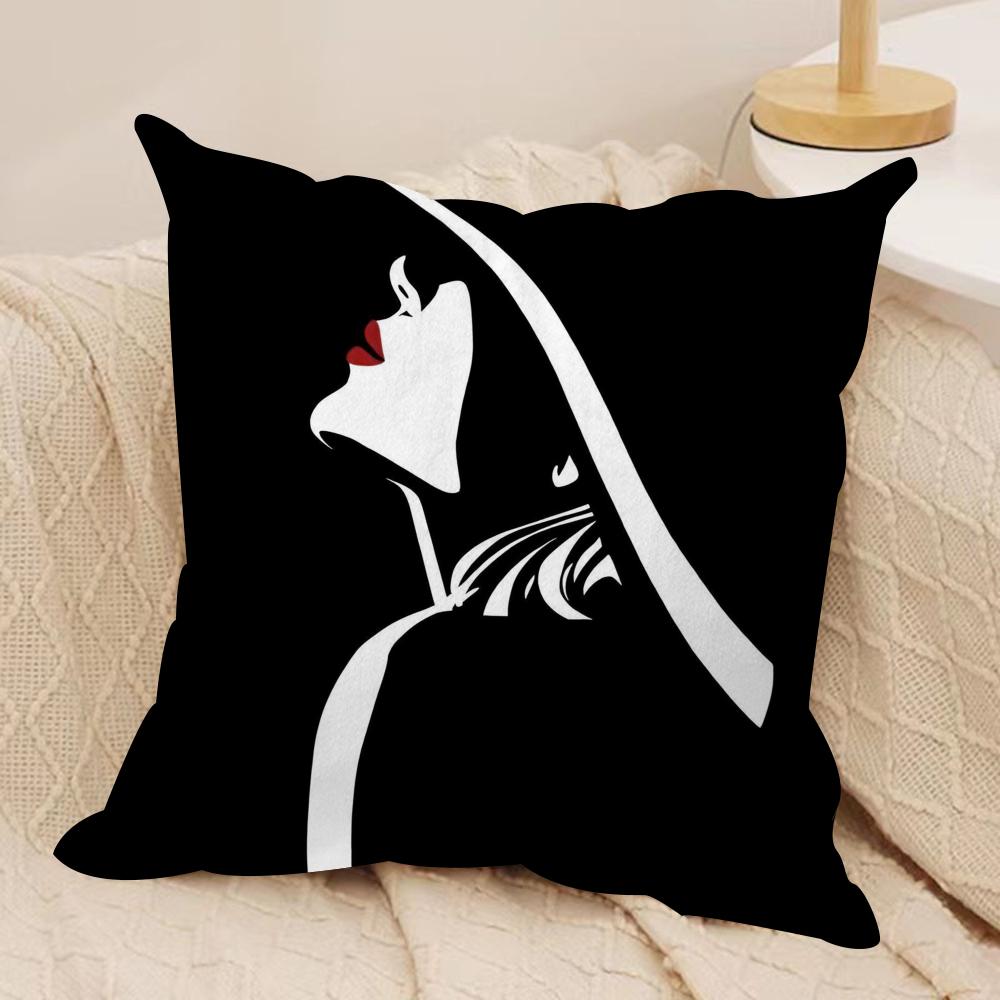 Vantage  Elegant Lady Cushion Cover Soft Plush Fabric Double-Sided Printed Sofa Cushion Cover for All Seasons Home Decor Gift