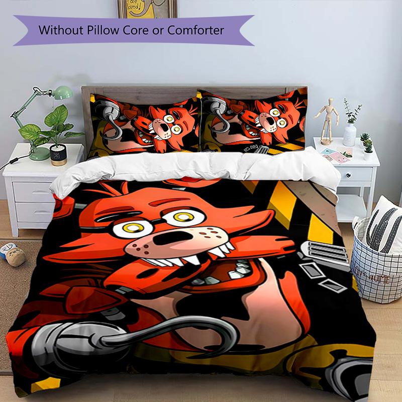 3pcs Five Nights At Freddy's3 Pattern Bedding Set Duvet Cover Set Includes Duvet Cover &pillowcases, Perfect All Season Bedroom Decoration & Gift