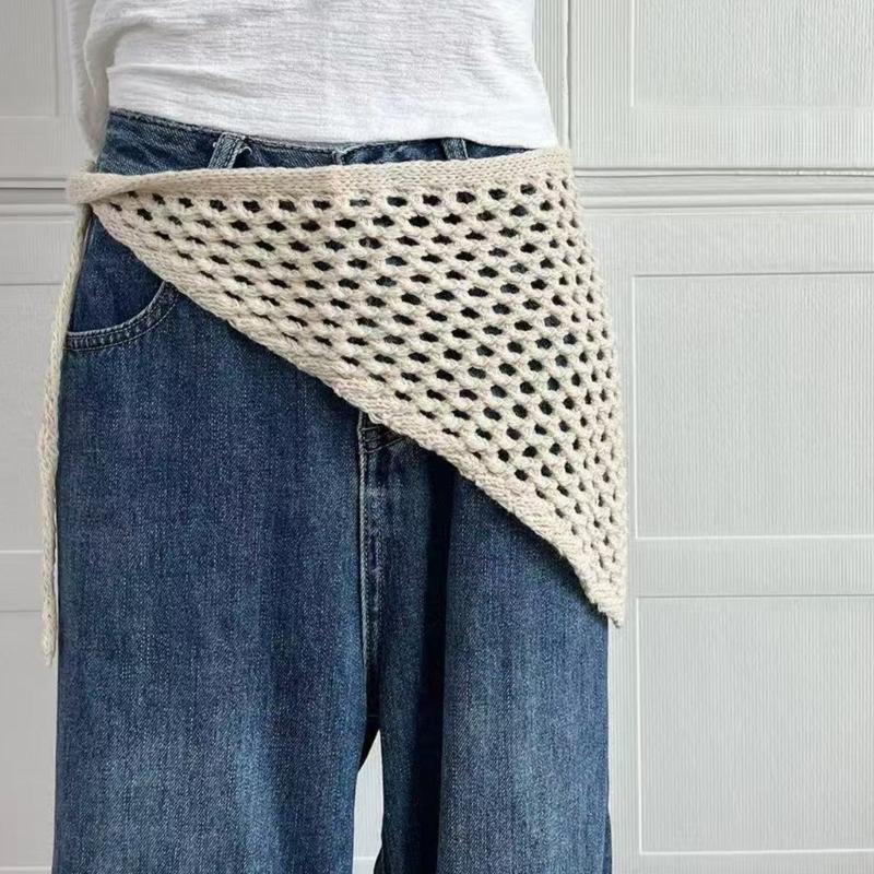 Hollowout Design Head Scarf Multiuse Head Wrap Bandana Crochet Hip Scarf For Women Girl Daily Use and Travel Dressingup