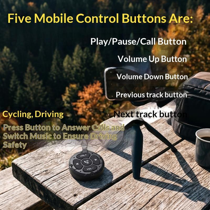 Wireless Bluetooth 5.3 Remote Media Controller Waterproof Handlebar Remote Control For Car Motorcycle And Bicycle