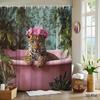 Waterproof Jungle Leopard Shower Curtain Tropical Rainforest Print Bath Curtain for Bathroom Home Decor Safari Animal Print Curt