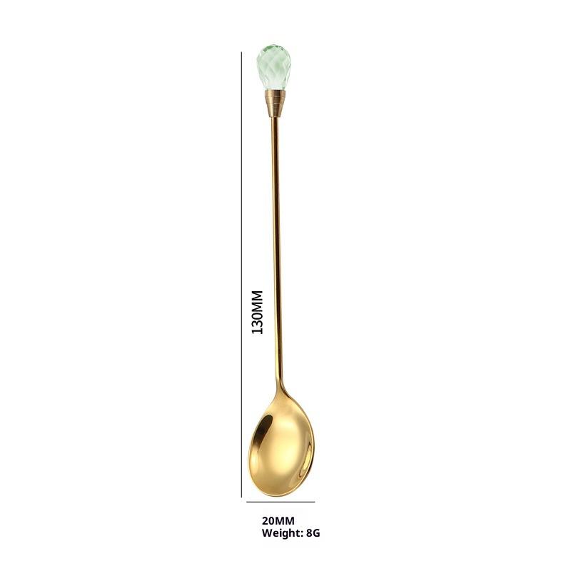 Spoon Set Long Handle Teaspoon 430 Stainless Steel Diamond Ice Spoon Perfect For Dessert Ice Cream Coffee Cocktail