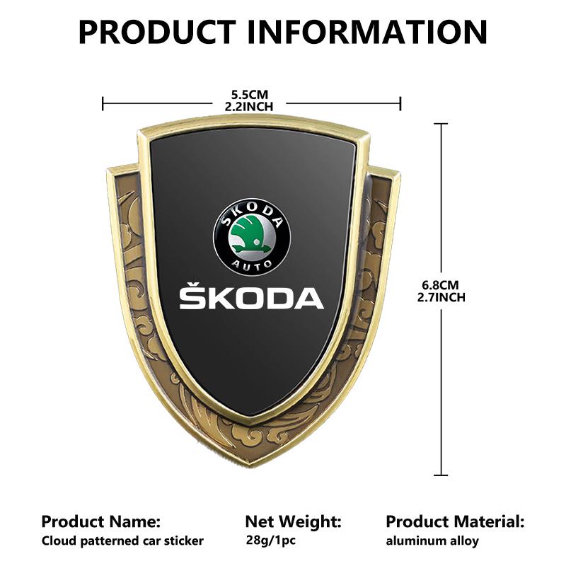 AAABU1 3D Metal Car Side Body Trunk Decoration Emblem Sticker Shield Styling For Skoda Fabia Kamiq Superb Scala Enyaq-iV MK3 VisionS