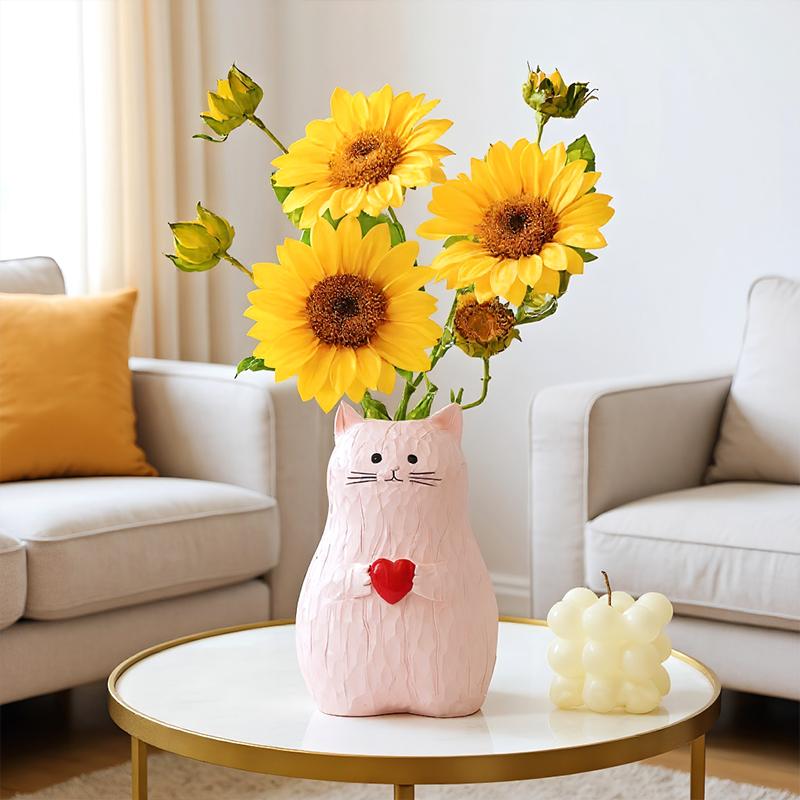 1PC Home Decor Funny Cat Shape Exquisite Ornaments Cat Lover Gifts Vase Small Sculpture Flower Pot Multifunctional 13x6x9cm