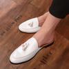 Fashion Fashion New Men's White Black Half Slippers Driving Shoes Male Tassels Casual Mules Moccasins Breathable Loafers Zapatos Hombre