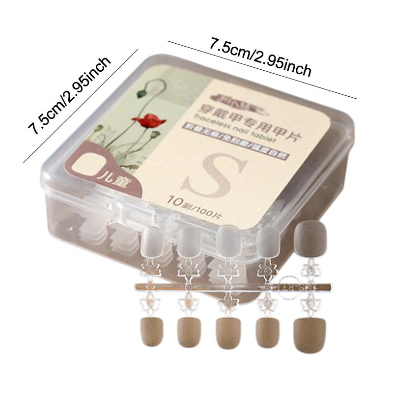 100 Pcs Kids Fake Nail Tips False Nails Press On Nails Coffin Artificial Nails Clear Fake Nail Tips For Extension Manicure Tool