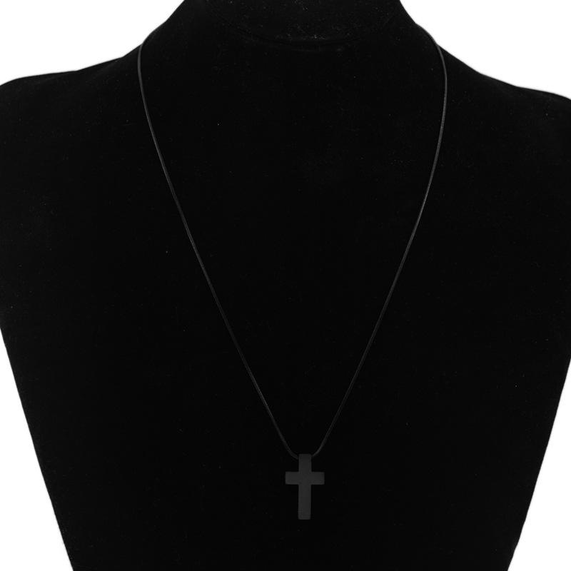 Simple fashion style mirror necklace cross collarbone chain stainless steel personalized pendant item