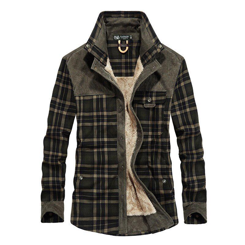 Winter Herrenjacke Plus Samt Dicke Herren Business Casual Mantel Baumwolle Hemd Große Größe Jacke