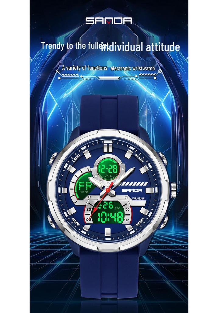 Sanda Electronic Sports Watch: Luminous, Waterproof, with Timer, Alarm, and Large Dial for Students and Men
