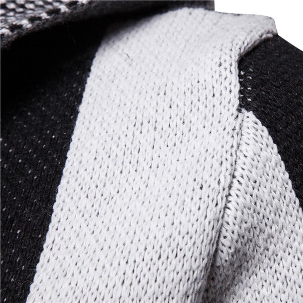 Men's Hooded Solid Knit Patchwork Coat Jacket Cardigan Long Sleeve Tops Blouse