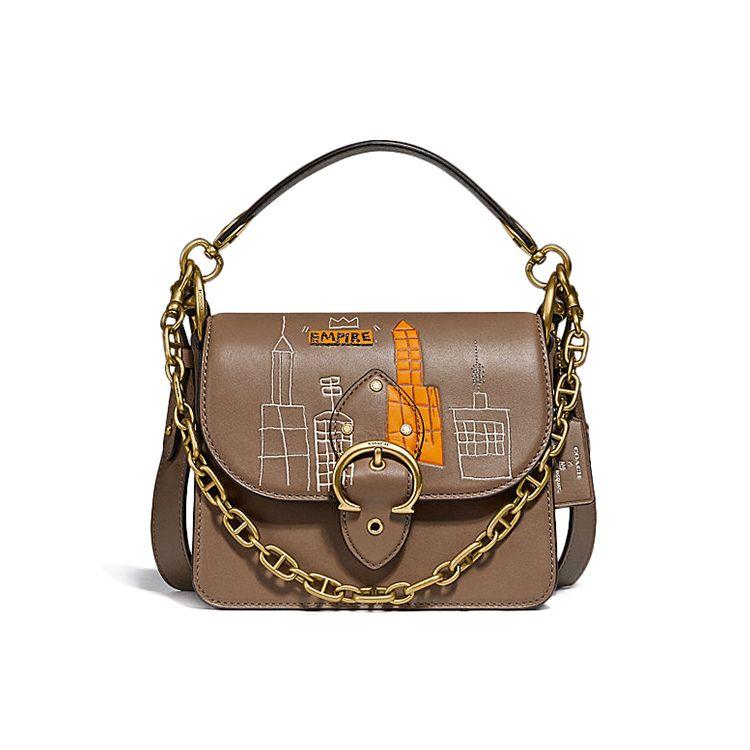 Coach Women's Brown X Basquiat Beat 18 Collaboration Starry Sky Embroidered Chain Leather Square Handbag Handbags 6894-B4ptv