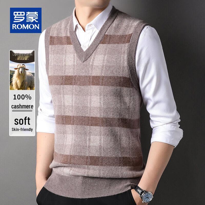 

ROMON Men s 100% Cashmere V-Neck Sleeveless Vest 3XL