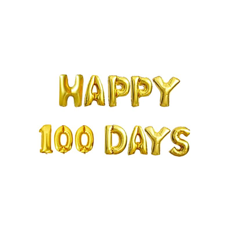 16 Happy 100 Days Aluminum Foil Balloon Letters - Baby Celebration Decorative Set