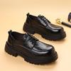 Fashion Black Thick Soled Leather Shoes Classic Retro Versatile Style Outdoor Leisure Party Daily Business Dress Office Adult Shoes