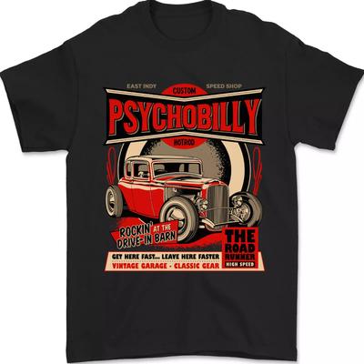 Camiseta para Hombre Psychobilly Custom Hot Rod 100% Algodón
