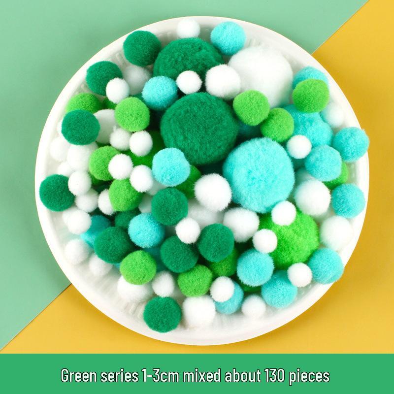 Colorful Gradient Pompom Pack: High-Elastic Plush DIY Toy Accessories for Kids