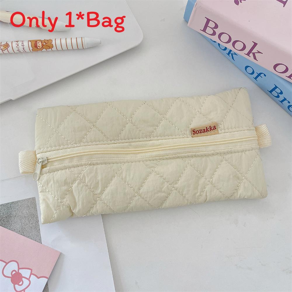 Student Pencil Case Soft Fabric With Zipper For Girls And School Supplies