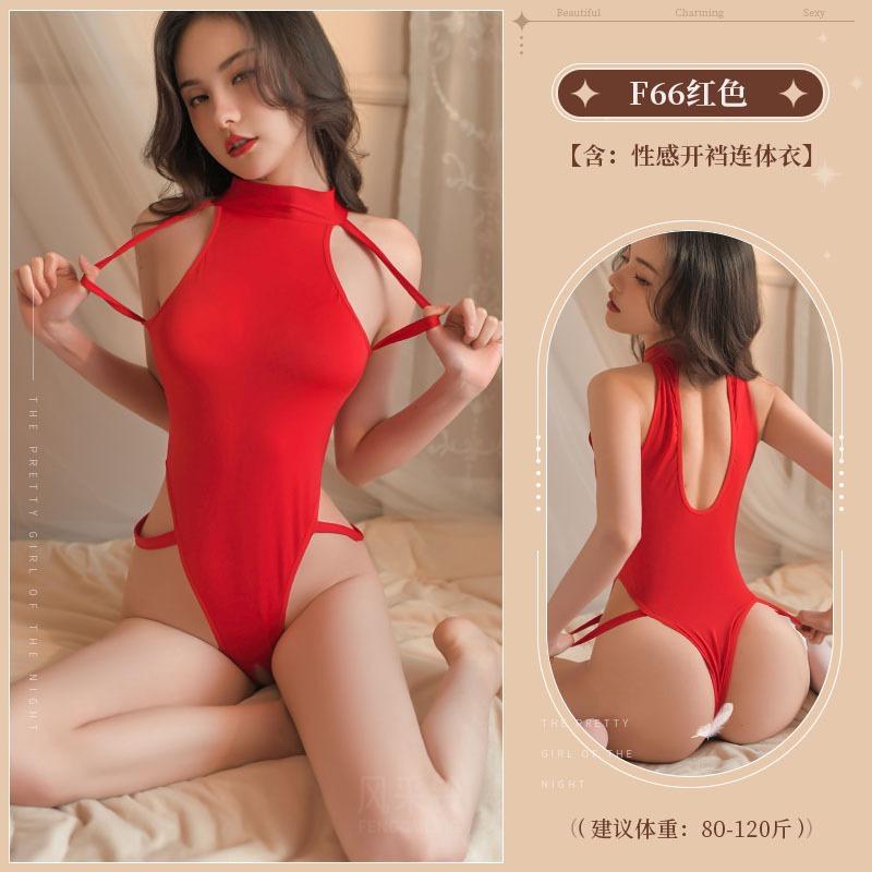 Three-point sexy underwear, uniform temptation, nightclub hip-wrapped onesie, open crotch free bikini sexy suit
