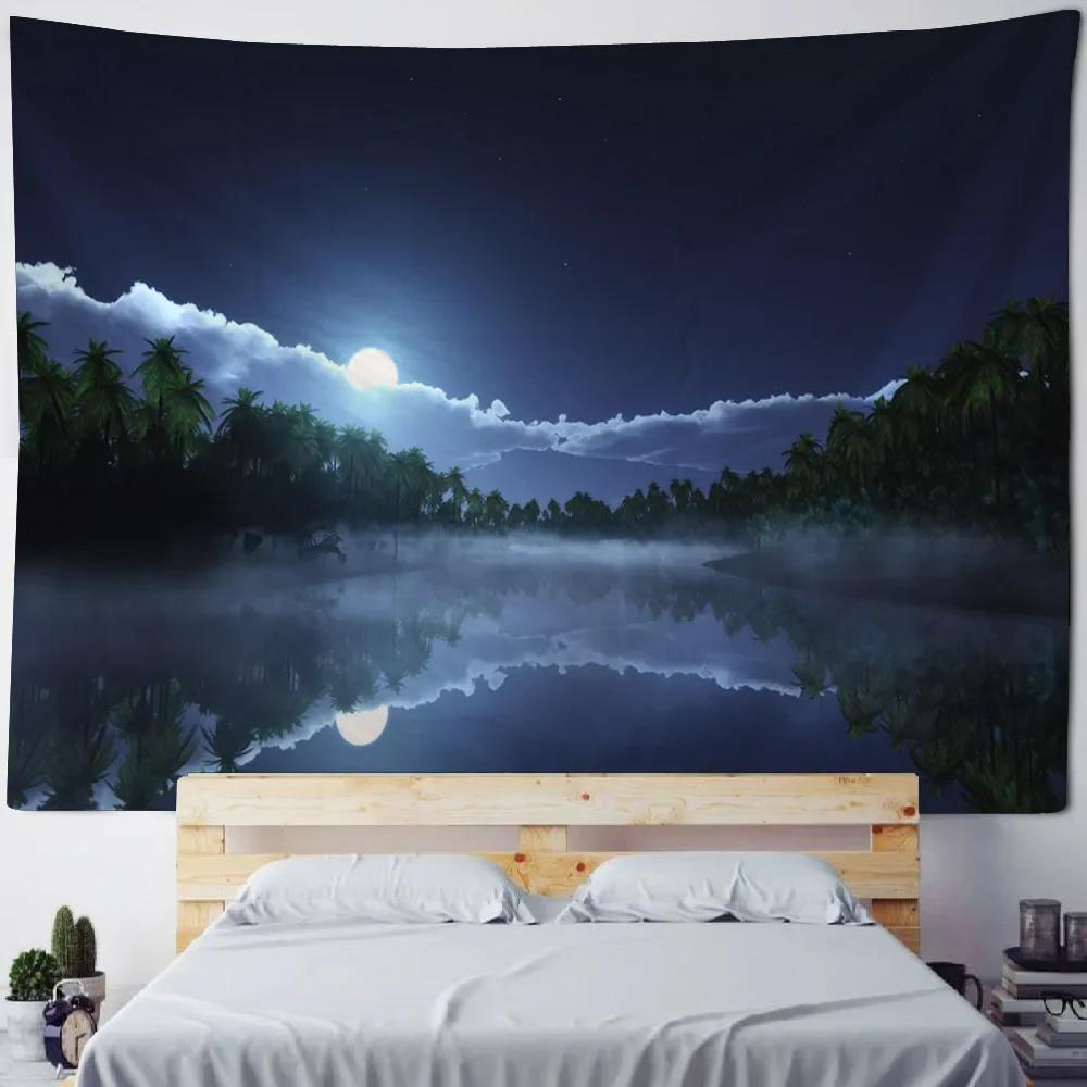 

Beautiful forest waterfall tapestry living room fabric mural home decoration wall cloth beach picnic tablecloth sleeping mat 74x94cm(29x37in)