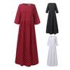 Women's Dot Print Maxi Dress Casual Short Sleeve Flowy Long Dress Summer Crew Neck Boho Swing Sundress