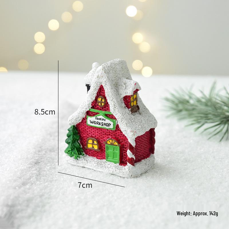 NUCHI Christmas Festival Mini Resin Tree and Santa House Ornaments