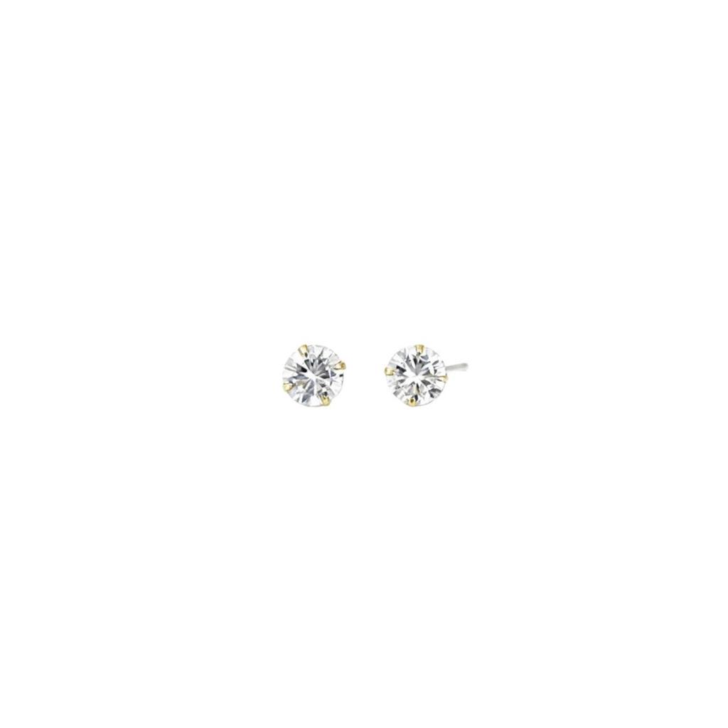 Classic S925 Sterling Silver 18K Gold-Plated Mini Zircon Stud Earrings
