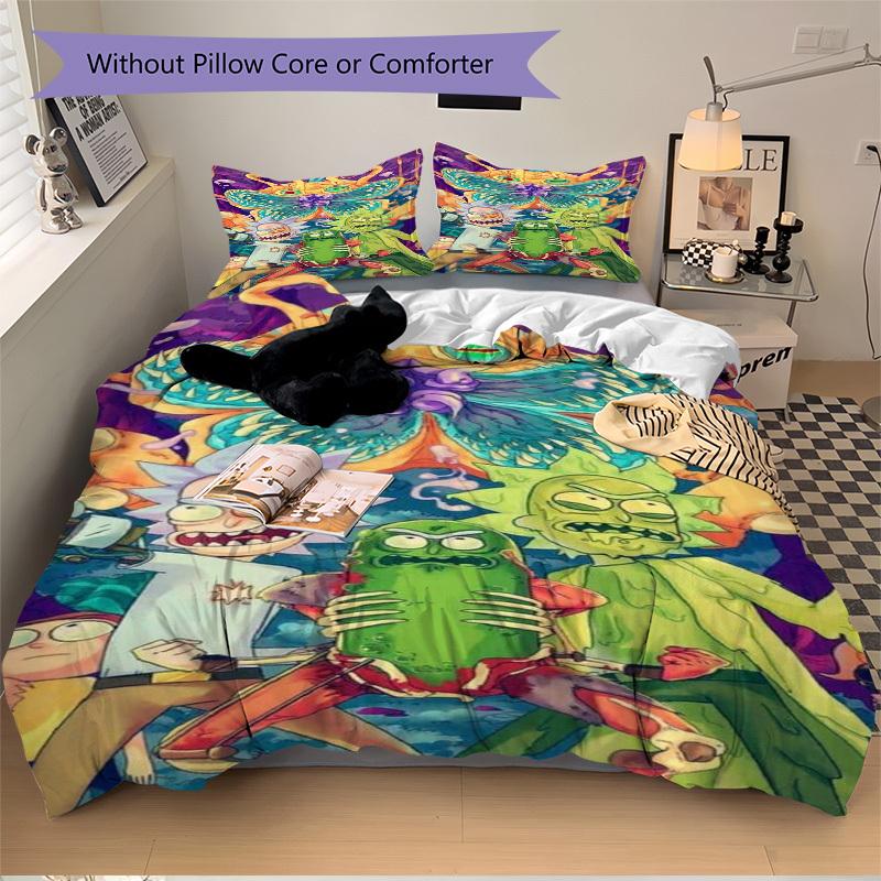 Rick and Morty: Trippy Adventure Bedding Set Comforter Cover Gift for Bedroom,Includes 1 Cover and 2 Pillowcases, No InsertB321