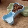 Plastic Pet Double Bowls for Cats Dogs 2-in-1 Food Water Feeder Non-Slip Durable Feeding Bowl