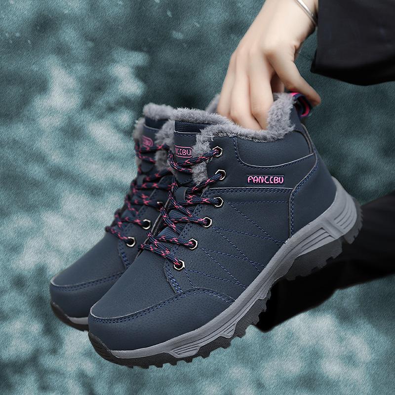 

Women s winter snow boots plush warm cotton shoes wear-resistant large size windproof sports outdoor lace-up short boots women s boots 42