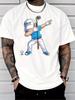 Unisex Crew Neck Tee Funny Golf Character Art Pattern Print Short Sleeve Oversized Male Daily Casual Soft Breathable Basic Wear Top