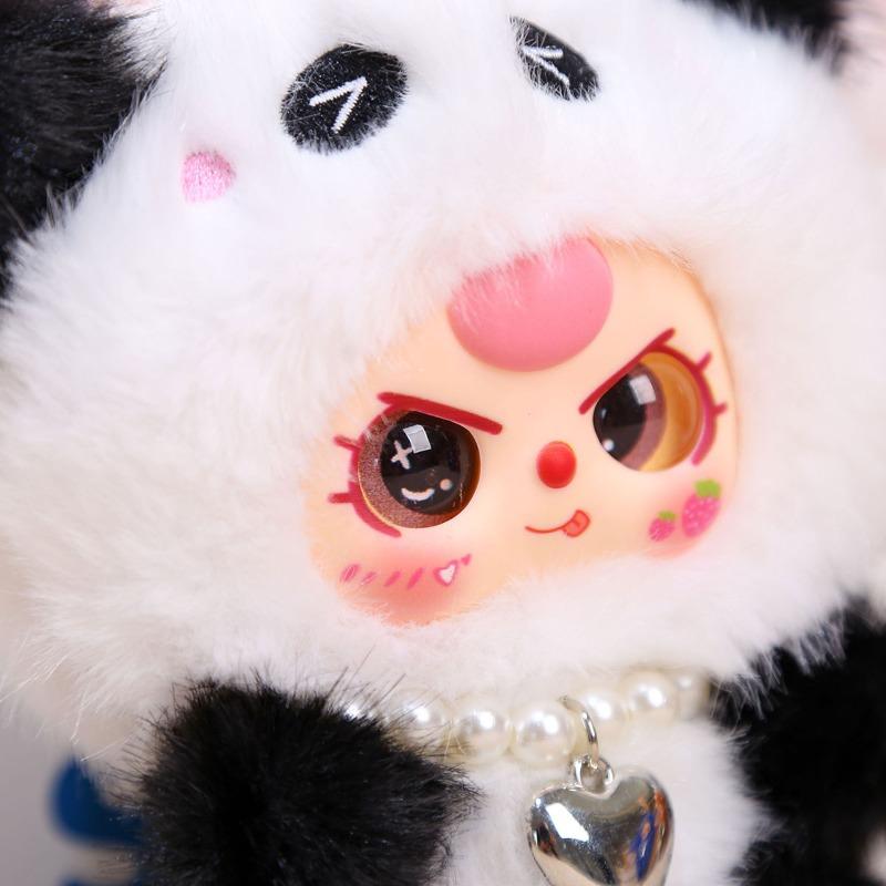 Kawaii Vinyl Animal Plush Keychain Cartoon Figure Plushie Bag Pendant Anime Bunny Key Chain Office Ornament Fluffy Stuffed Doll