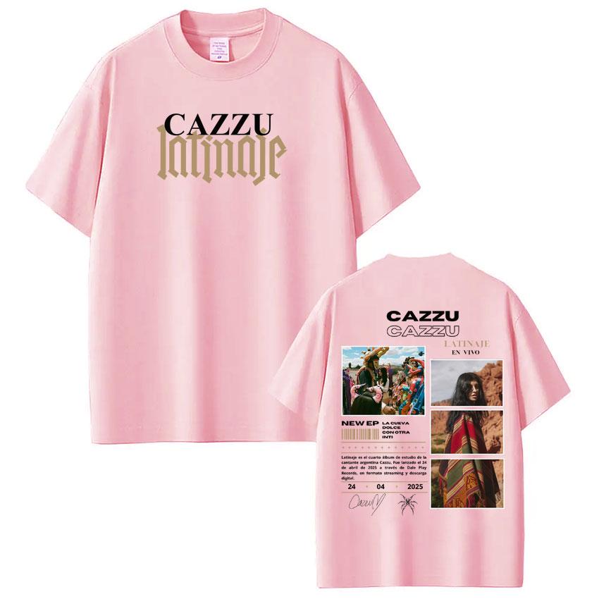 Singer Cazzu Latinaje Album Retro Print T Shirt Men Women Fashion Tshirt Shortsleeved Cotton Harajuku Casual Tshirts Fan Gift