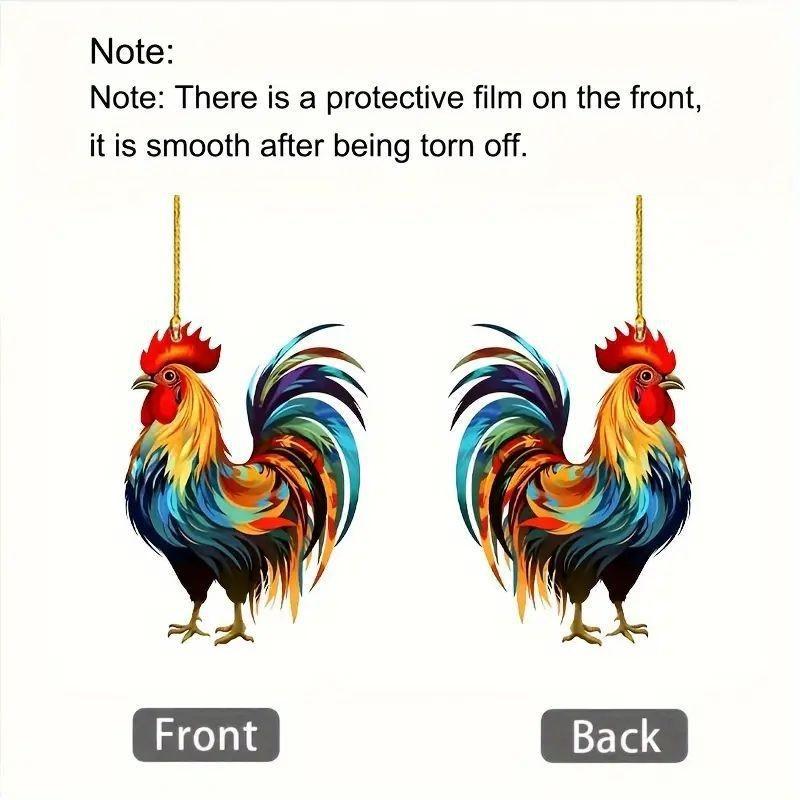 Unique Christmas Acrylic Rooster Hanging Decoration For Vibrant Car Interior Style