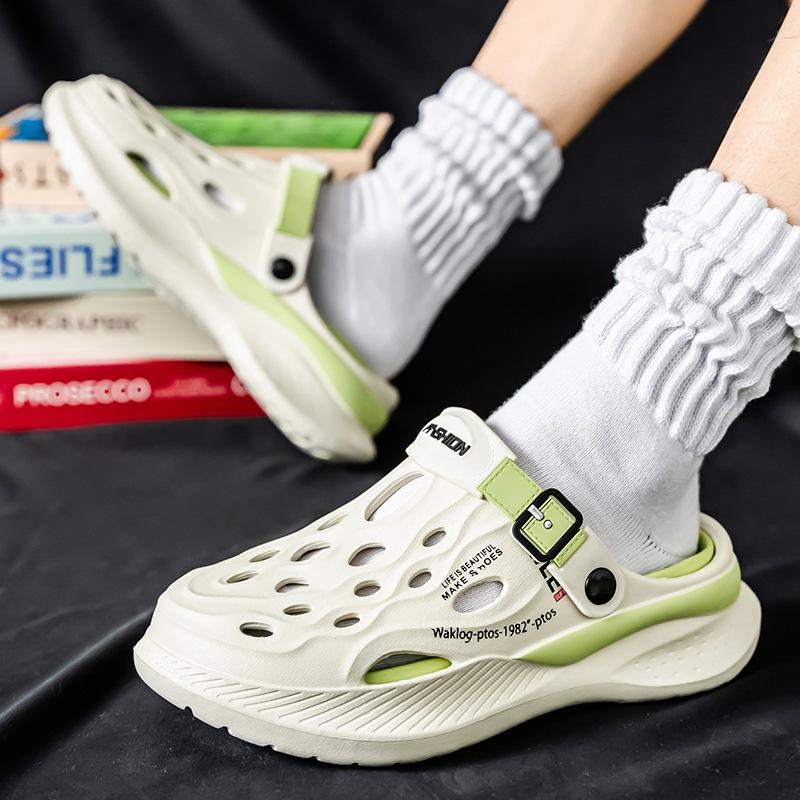 Hole shoes summer new bag head hole shoes large size outside wear thick-soled wading shoes