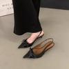 2025 women's summer new simple solid color fashion pointed high heels PU leather  designer outdoor banquet women's sandals