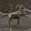 Solid Brass Goat Figurine, Antique-Style Creative Desktop Tea Pet Decor, Zodiac Sheep Craft Gift