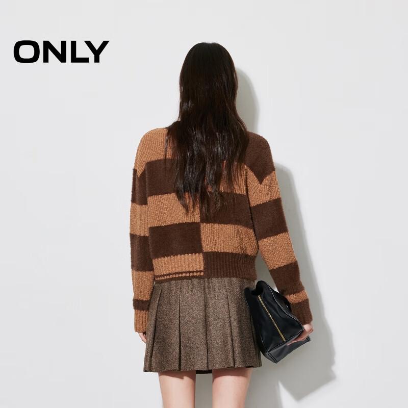 ONLY Women's Color-Block V-Neck Loose Knit Sweater